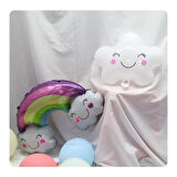 Gökkuşağı Bulut Konsepti 8 Yaş Doğum Günü Parti Kutlama Seti