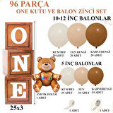 Oyuncak Ayı Temalı 1 Yaş Doğum Günü Seti; Ahşap Görünümlü One Kutu, Ayıcık Folyo Ve Retro Balon Zincir Set