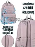 PUDRA OKUL ÇANTASI 3'LÜ SET Su Itici Özel Kumaş Hafif Sırt Çantası PONNY SULUK ve BESLENME