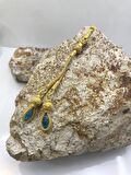 Gümüş Kazaziye Zirkon Kristal Taşlı İki Sallantılı Gümüş Tesbih Püskülü