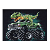 Ahşap Mdf Puzzle Yapboz Dinozor Kamyon Yarışı 50 Parça 35*50 cm