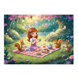 Ahşap Mdf Puzzle Yapboz Ormanda Piknik Prensesi 50 Parça 35*50 cm