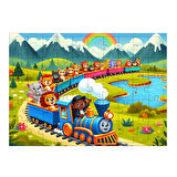 Ahşap Mdf Puzzle Yapboz Renkli Tren Eğlencesi 50 Parça 35*50 cm