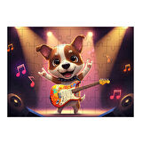 Ahşap Mdf Puzzle Yapboz Gitar Çalan Köpek 50 Parça 35*50 cm