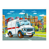 Ahşap Mdf Puzzle Yapboz Ambulansın Kurtarma Görevi 50 Parça 35*50 cm