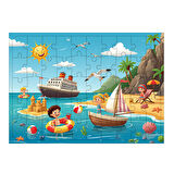 Ahşap Mdf Puzzle Yapboz Denizde Eğlence Yolculuğu 50 Parça 35*50 cm
