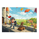 Ahşap Mdf Puzzle Yapboz Cesur Şövalye Çocuk 50 Parça 35*50 cm