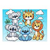 Ahşap Mdf Puzzle Yapboz Hayvanlar Bulutlarda 50 Parça 35*50 cm