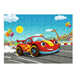Ahşap Mdf Puzzle Yapboz Yarış Arabalarının Dünyası 50 Parça 35*50 cm