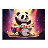 Ahşap Mdf Puzzle Yapboz Panda İle Davul Ritmi 50 Parça 35*50 cm