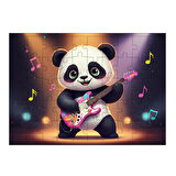 Ahşap Mdf Puzzle Yapboz Panda'nın Müzikal Performansı 50 Parça 35*50 cm