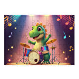 Ahşap Mdf Puzzle Yapboz Dinozor Rock Konseri 50 Parça 35*50 cm