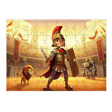 Ahşap Mdf Puzzle Yapboz Cesur Asker Ve Aslan 50 Parça 35*50 cm