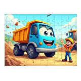 Ahşap Mdf Puzzle Yapboz Sevimli Kamyon Gezisi 50 Parça 35*50 cm