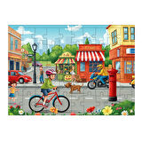 Ahşap Mdf Puzzle Yapboz Şehirde Bisiklet Turu 50 Parça 35*50 cm