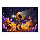 Ahşap Mdf Puzzle Yapboz Mağarada Altın Arayan Çocuk 50 Parça 35*50 cm