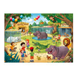 Ahşap Mdf Puzzle Yapboz Hayvanat Bahçesi Gezisi 50 Parça 35*50 cm