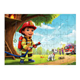 Ahşap Mdf Puzzle Yapboz İtfaiyeci Çocuk Macerası 50 Parça 35*50 cm