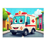 Ahşap Mdf Puzzle Yapboz Ambulans Görevde 50 Parça 35*50 cm