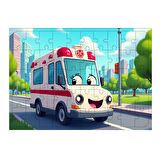 Ahşap Mdf Puzzle Yapboz Ambulans Görevde Macera 50 Parça 35*50 cm