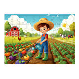 Ahşap Mdf Puzzle Yapboz Çiftlikte Çalışan Çocuk 50 Parça 35*50 cm