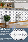 Technojet Kendinden Yapışkanlı Karo PVC Mutfak Banyo Tezgah Kaplama Sticker 6Adet 20cm×20cm