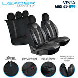 Chrysler Sebring Uyumlu Lüx Deri Detaylı Keten Oto Koltuk Kılıfı Ön Arka Takım Vista Dark Siyah