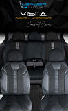 Geely Familia Uyumlu Lüx Deri Detaylı Keten Oto Koltuk Kılıfı Ön Arka Takım Vista Dark Siyah