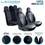 Seat Leon Signo Uyumlu Lüx Deri Detaylı Keten Oto Koltuk Kılıfı Ön Arka Takım Vista SİYAH