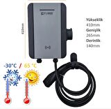 Power Elektronik 22kW-11kW-7,4kW Elektrikli Araç Şarj İstasyonu - 5 Metre Kablo - Duvar Tipi