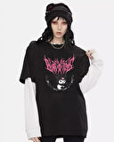Kuromi Gothic E-girl Kuromi Baskılı Siyah Oversize