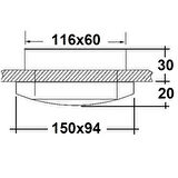 Gömme Lamba Oval Mat Metal, 20W, 116x60mm