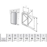 Kapaksız Eğik Tabanlı Tekne Duş Yuvası 145 x 191mm