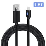 Iphone Şarj Kablosu 3 Metre Led Göstergeli Telefon Type-C Örgü Kablo
