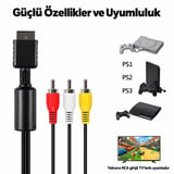 PS1 PS2 PS3 Uyumlu AV RCA Kablo PlayStation TV Görüntü ve Ses Aktarım Kablosu