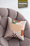 Yaz Esintisi Ve Çiçekleri Desenli 4lü Dijital Baskılı Kırlent Yastık Kılıfı Krem 43x43 Cm 036