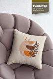 Bohem Duvar Tabloları Yapraklar Desenli 4lü Dijital Baskılı Kırlent Kılıfı 43 x 43 Cm Krem 044
