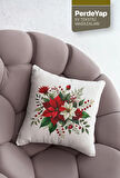 Kırmızı Güller Bahçesi Desenli 4lü Dijital Baskılı Dekoratif Kırlent Kılıfı 43 x 43 Cm Kırmızı-Yeşil