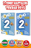 2. Sınıf Gong Haftalık Tekrar Föyü Seti (1. ve 2. Dönem - 32 Fasikül -256 Sayfa - Renkli