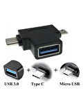 Usb 3.0 To Type C Micro Usb 3.1 Data Şarj Çevirici Dönüştürücü Adaptör