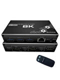 Usb 3.0 4k Hdmi Kvm Kumandalı Switch 2 Port Rj45 Ethernet Pc Kasa Klavye Mouse Çoklayıcı
