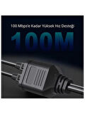 1x2 Port RJ45 USB Güç Destekli Ethernet Switch Splitter Çevirici Çoklayıcı