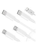 4 in 1 Şarj Kablosu 2x Type-C 2x Micro USB Çoklayıcı 1 Metre