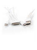 3in1 Çoklu Şarj Kablosu Micro USB 8Pin Lightning 30Pin Apple Uyumlu 1 Metre