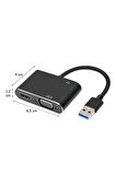 Usb 3.0 To Hdmi Vga 3.5mm 1080P Monitör Genişletici Çevirici Dönüştürücü Adaptör