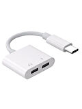 Type C To Kulaklık Hızlı Şarj Giriş Çevirici Çoklayıcı Çoğaltıcı Splitter Adaptör