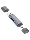 3 IN 1 USB + Micro USB + Type-c To USB - SD - MicroSD OTG Kart Okuyucu