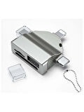 7 IN 1 Lightning - Type-C - Micro USB To SD - MicroSD - CF - USB 3.0 Kart Okuyucu Çevirici Adaptör