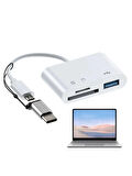 Type C Micro Usb Otg Kart Okuyucu Usb 3.0 Çevirici Dönüştürücü Adaptör 3in1