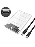2.5 inç SATA HDD/SSD Harici Disk Kutusu, USB 3.0/3.1 Type-C, Şeffaf
